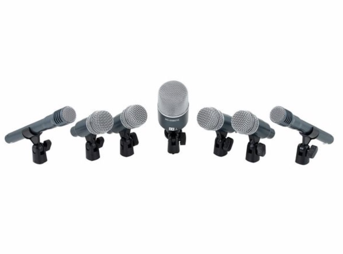 kit microfonos bateria completo para directo bombo caja toms y overheads