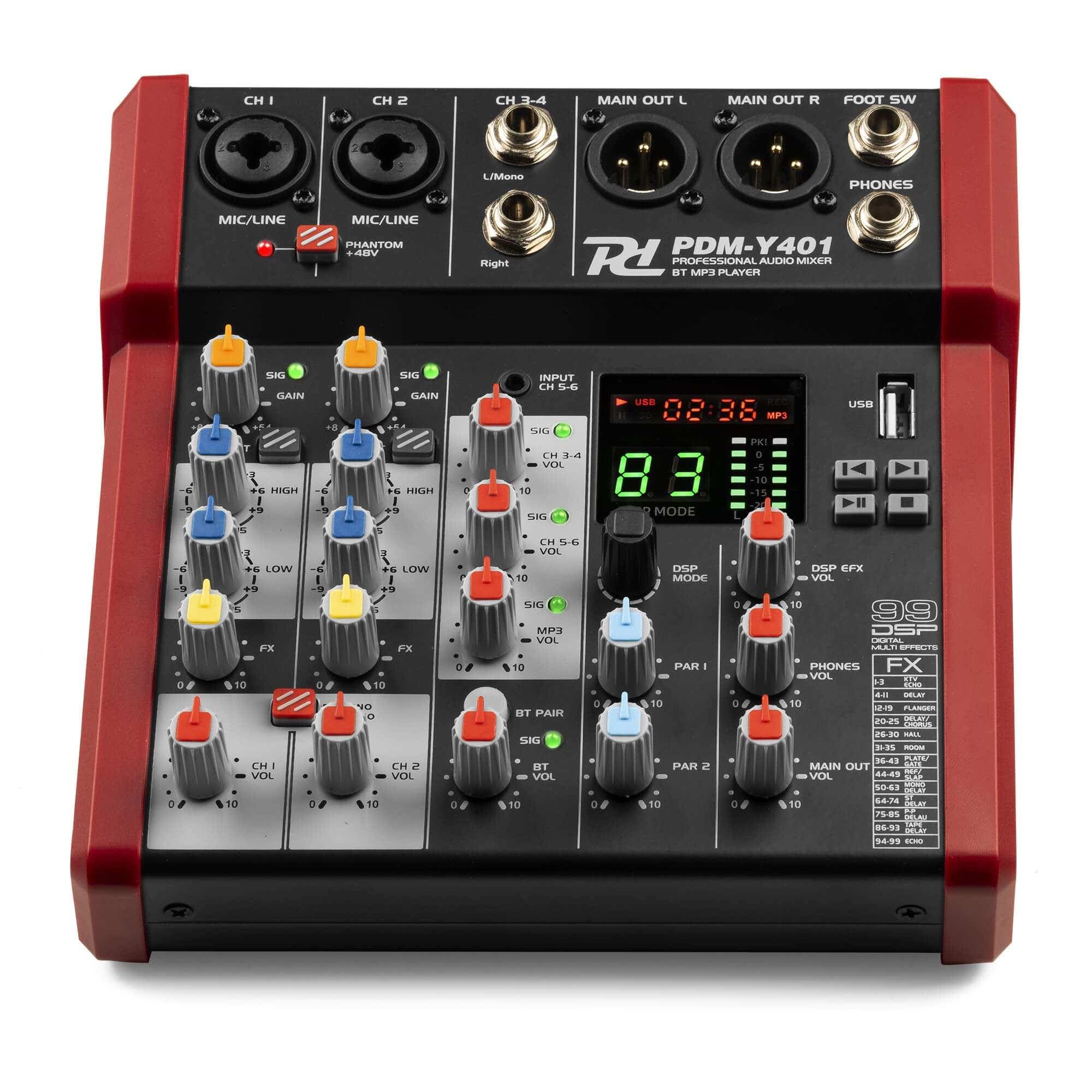 Mesa de mezclas analógica compacta para eventos y sonido básico